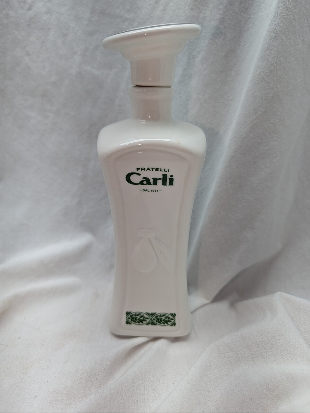 Fratelli Carli DAL 1911 Olive Oil White Ceramic Dispenser Empty Bottle